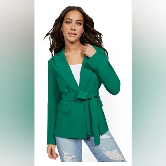 GREEN TIE-FRONT BLAZER - 7TH AVENUE